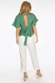 Green Polka Dots Tie Back Peplum Blouse