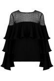 Black Mesh Shoulders Tier Top