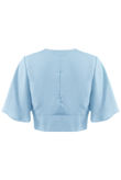 Blue Tie Front Crop Top