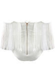 White Fringe Bandeau Bodysuit