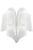White Fringe Bandeau Bodysuit