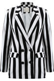 White & Black Stripes Double Breast Coat