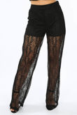 Black Lace Sheer Panel Trousers 