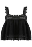 Black Broderie Anglaise Box Crop Top