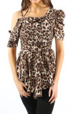 Leopard Frill Asymmetric One Shoulder Top