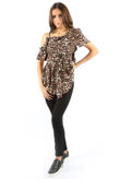 Leopard Frill Asymmetric One Shoulder Top