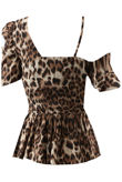 Leopard Frill Asymmetric One Shoulder Top