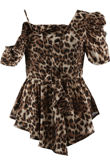 Leopard Frill Asymmetric One Shoulder Top