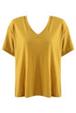 Mustard V Neck Short Sleeves Tee