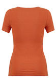 Rust Ribbed Deep Neck Tops 