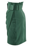 Green Belted Tailored Wrap Mini Skirt