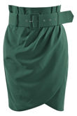 Green Belted Tailored Wrap Mini Skirt