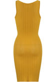 Yellow Ribbed Zipper Midi Dress 