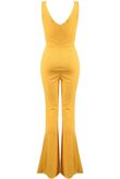 Mustard Ribbed Plunge Neck Jumpsuit