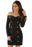 Black Tailored Off Shoulder Blazer Dress