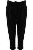 Belted Tailored Cropped Trouser In Black
