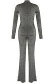 Lurex Polo Neck Jumpsuit in Black