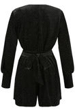 Black Crystals Velvet Tie Up Playsuit