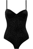 Black Leopard Print Velvet  Bodysuit