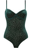 Green Leopard Print Velvet  Bodysuit