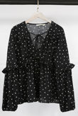 Black Heart Print Blouse
