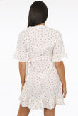 Cream Heart Print Wrap Dress