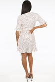 Cream Heart Print Wrap Dress
