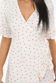 Cream Heart Print Wrap Dress