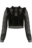 Black Frill Lace Overlay Crop Top
