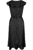 Polka Dot Sleeveless Midi Wrap Dress in Black