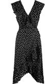 Polka Dot Sleeveless Midi Wrap Dress in Black