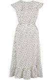 White Dot Sleeveless Midi Wrap Dress in white