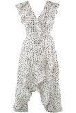 White Dot Sleeveless Midi Wrap Dress in white