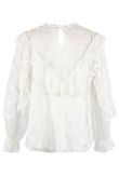 White Broderie Anglaise Frill Mesh Blouse