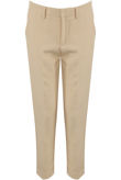 Beige Tailored Ankle Slit Trousers
