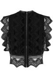 Black Scallop Crochet Lace Overlay Crop Top