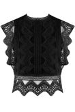 Black Scallop Crochet Lace Overlay Crop Top