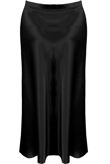 Black Satin Bias Midi Skirts
