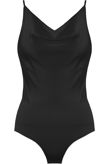 Black Satin Cowl Neck Bodysuit