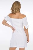 White Tie Front Bardot Mini Dress