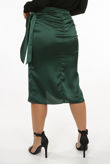 Green Satin Tie Up Wrap Skirt