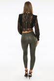 Black Crochet Long Sleeve Lace Tops