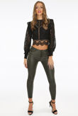 Black Crochet Long Sleeve Lace Tops
