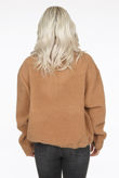 Camel Front Zip Up High Neck Fur Jumper