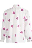 Long Sleeve Heart Print Blouse