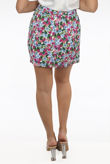 White Floral Print Side Buckle Trim Mini Skirt