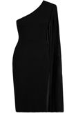 Black One Shoulder Pleated Bodycon Dress