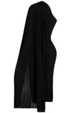 Black One Shoulder Pleated Bodycon Dress