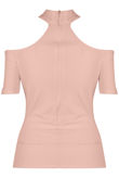 Choker Neck Cut Out Top in Rose 