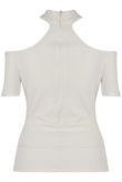 White Choker Neck Cut Out Top